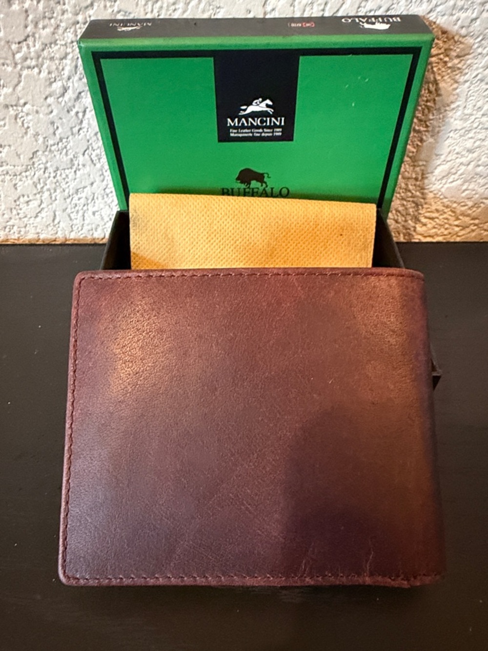 Mancini Buffalo Brown Leather RFID Bilfold Wallet